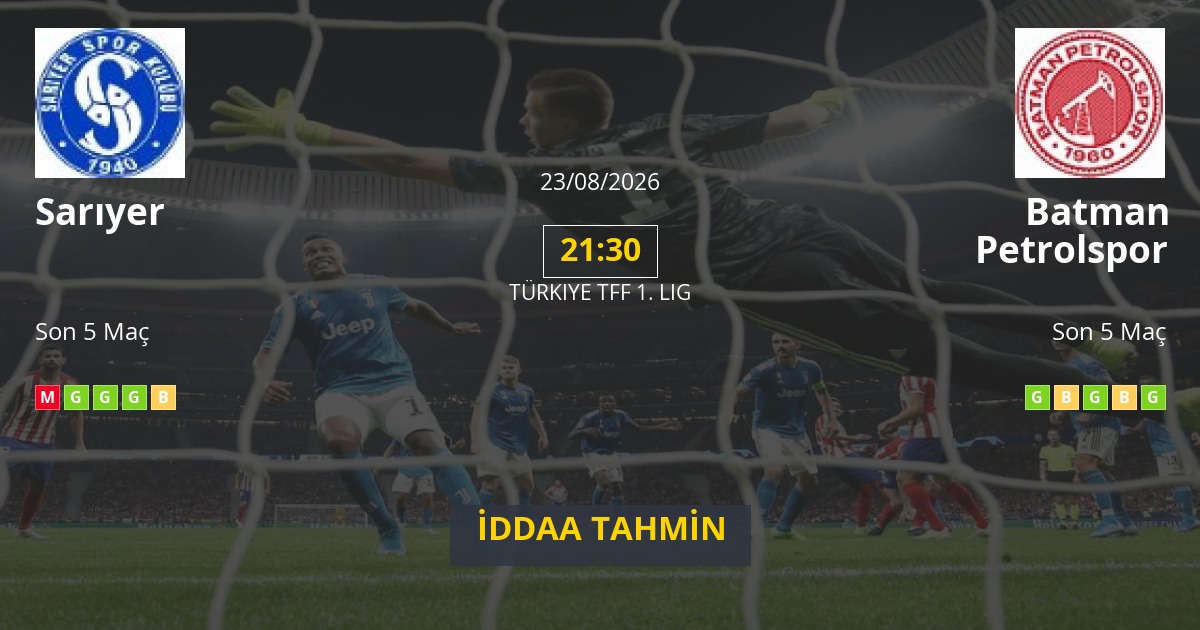 Sarıyer Batman Petrolspor İddaa Maç Tahmini 23 Ağustos 2026