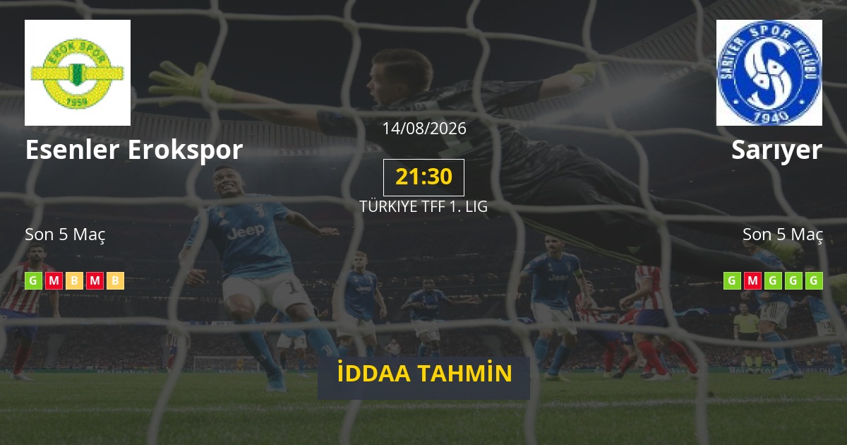 Esenler Erokspor Sarıyer İddaa Maç Tahmini 14 Ağustos 2026