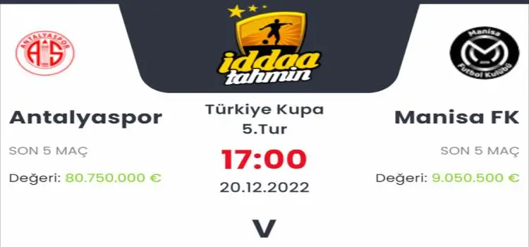Antalyaspor Manisa İddaa Maç Tahmini 20 Aralık 2022