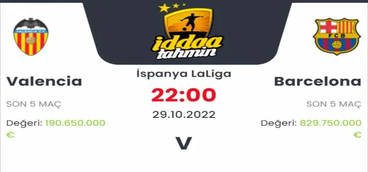 Valencia Barcelona İddaa Maç Tahmini 29 Ekim 2022