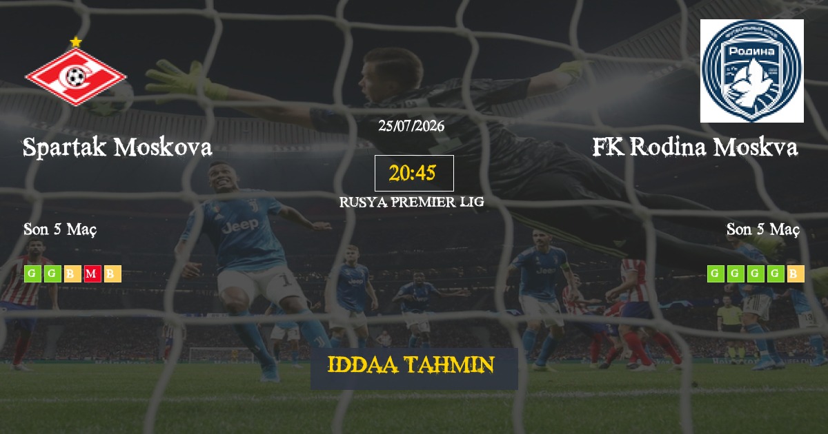 Spartak Moskova FK Rodina Moskva İddaa Maç Tahmini 25 Temmuz 2026