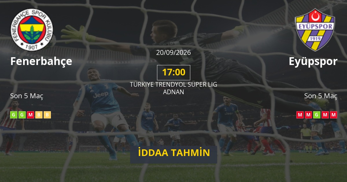 Fenerbahçe Eyüpspor İddaa Maç Tahmini 20 Eylül 2026