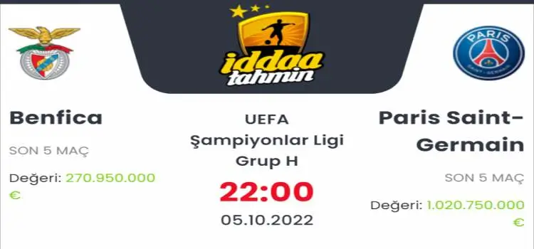 Benfica PSG İddaa Maç Tahmini 5 Ekim 2022