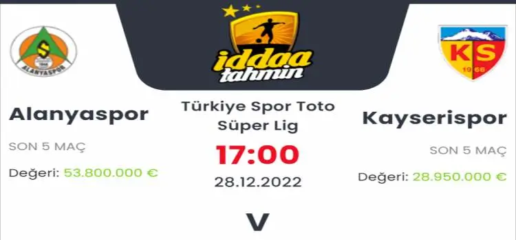 Alanyaspor Kayserispor İddaa Maç Tahmini 28 Aralık 2022