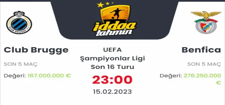 Club Brugge Benfica İddaa Maç Tahmini 15 Şubat 2023