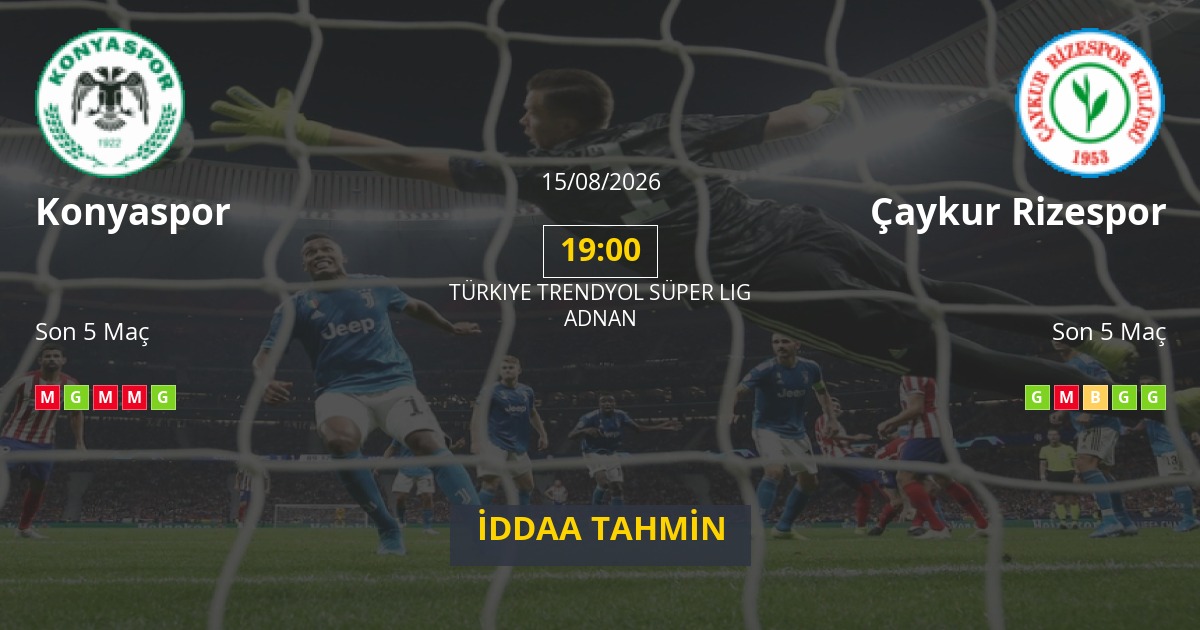 Konyaspor Çaykur Rizespor İddaa Maç Tahmini 15 Ağustos 2026