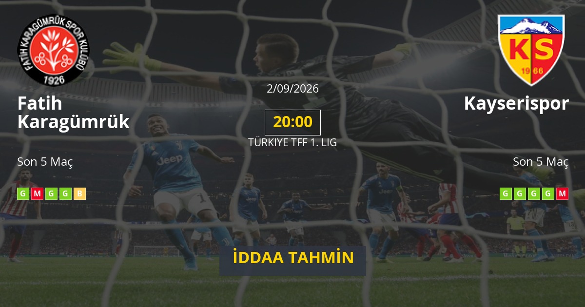 Fatih Karagümrük Kayserispor İddaa Maç Tahmini 02 Eylül 2026