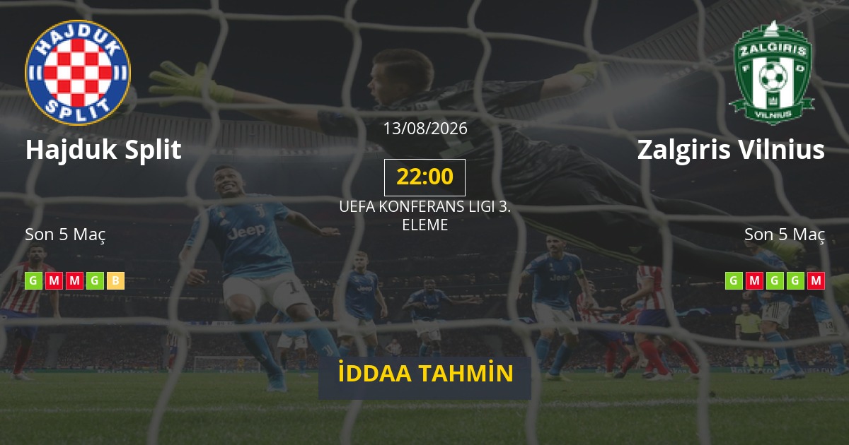 Hajduk Split Zalgiris Vilnius İddaa Maç Tahmini 13 Ağustos 2026