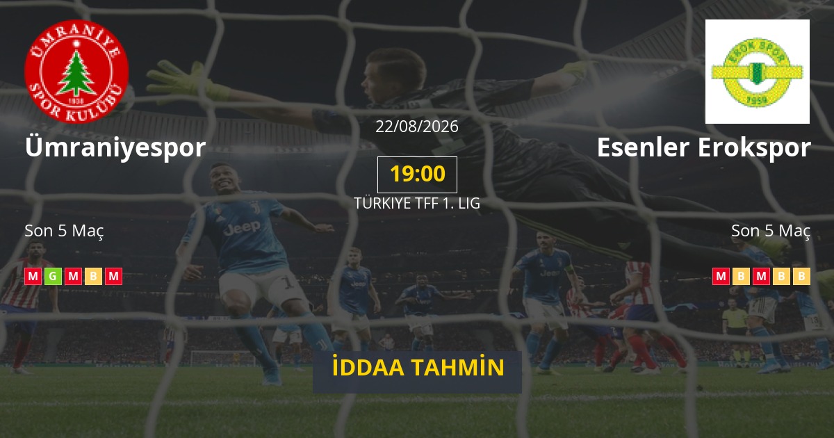 Ümraniyespor Esenler Erokspor İddaa Maç Tahmini 22 Ağustos 2026