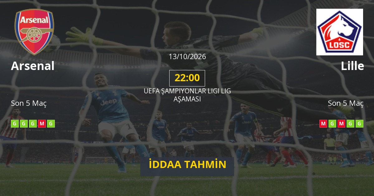 Arsenal Lille İddaa Maç Tahmini 13 Ekim 2026