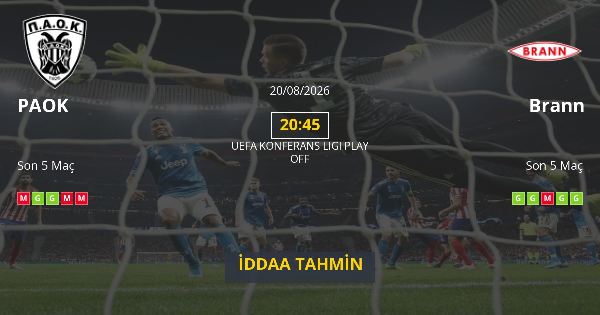 PAOK Brann İddaa Maç Tahmini 20 Ağustos 2026