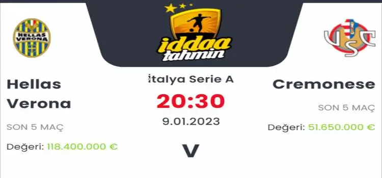 Hellas Verona Cremonese İddaa Maç Tahmini 9 Ocak 2023