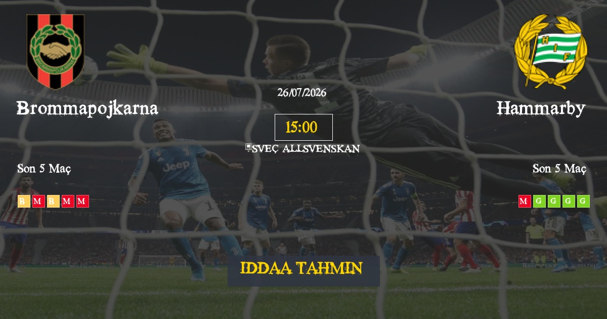 Brommapojkarna Hammarby İddaa Maç Tahmini 26 Temmuz 2026