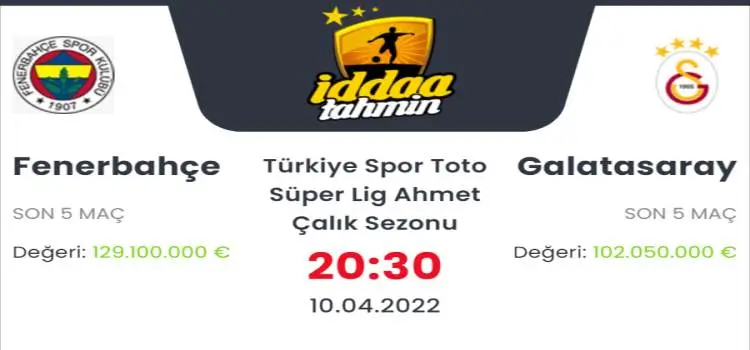 Fenerbahçe Galatasaray İddaa Maç Tahmini 10 Nisan 2022