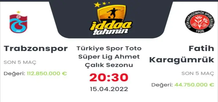 Trabzonspor Fatih Karagümrük İddaa ve Maç Tahmini 15 Nisan 2022