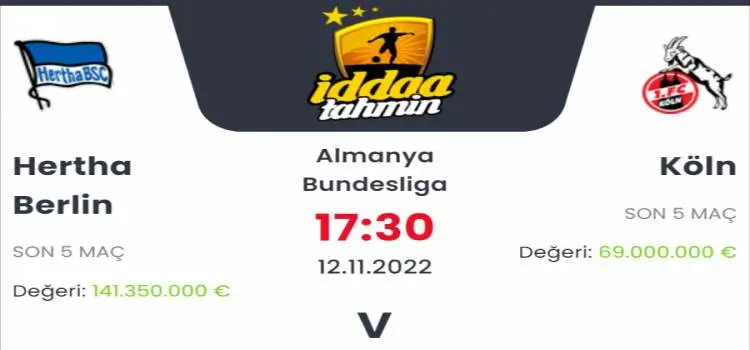 Hertha Berlin Köln İddaa Maç Tahmini 12 Kasım 2022