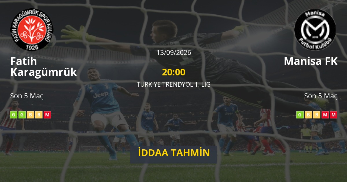 Fatih Karagümrük Manisa FK İddaa Maç Tahmini 13 Eylül 2026