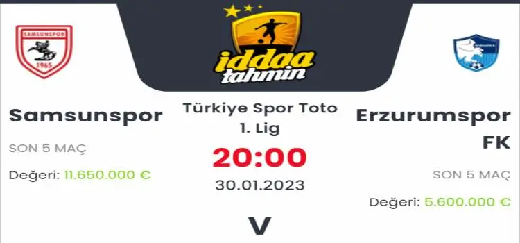 Samsunspor Erzurumspor İddaa Maç Tahmini 30 Ocak 2023