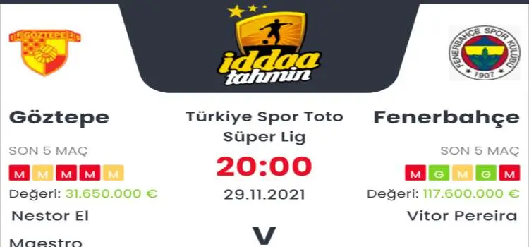 Göztepe Fenerbahçe İddaa Maç Tahmini 29 Kasım 2021