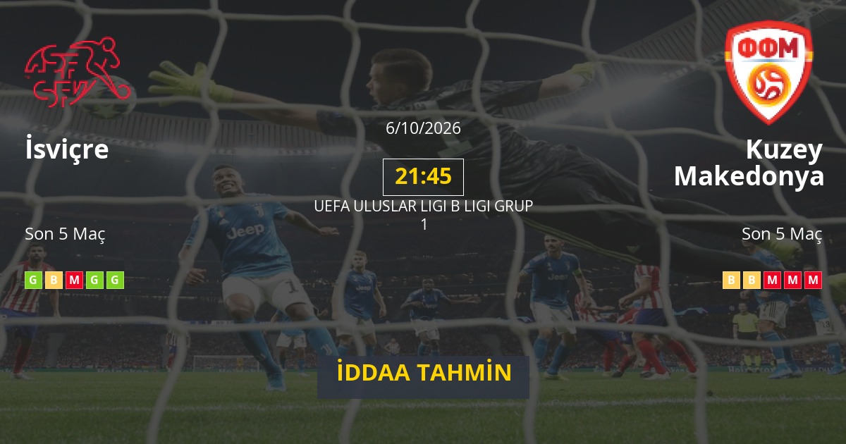 İsviçre Kuzey Makedonya İddaa Maç Tahmini 06 Ekim 2026