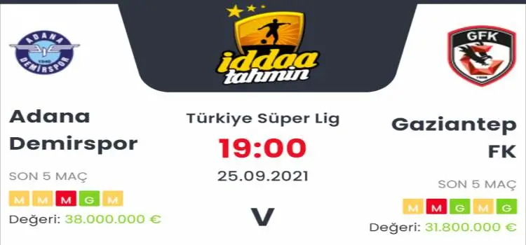 Adana Demirspor Gaziantep İddaa Maç Tahmini 25 Eylül 2021