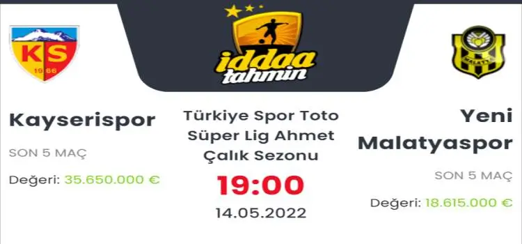 Kayserispor Yeni Malatyaspor İddaa Maç Tahmini 14 Mayıs 2022