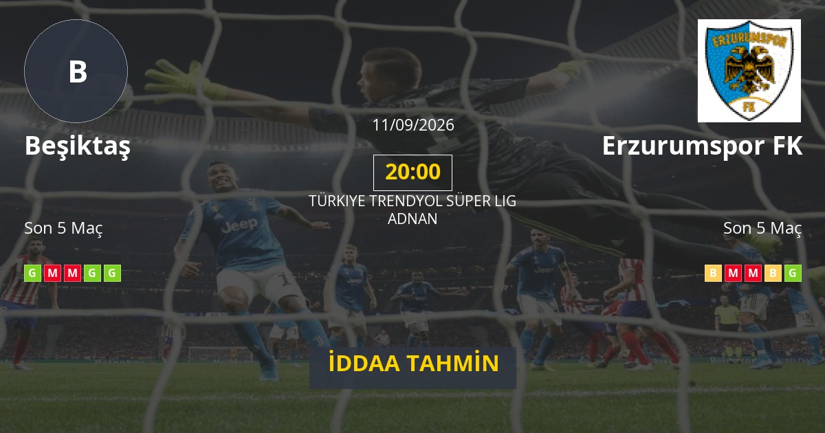 Beşiktaş Erzurumspor FK İddaa Maç Tahmini 11 Eylül 2026