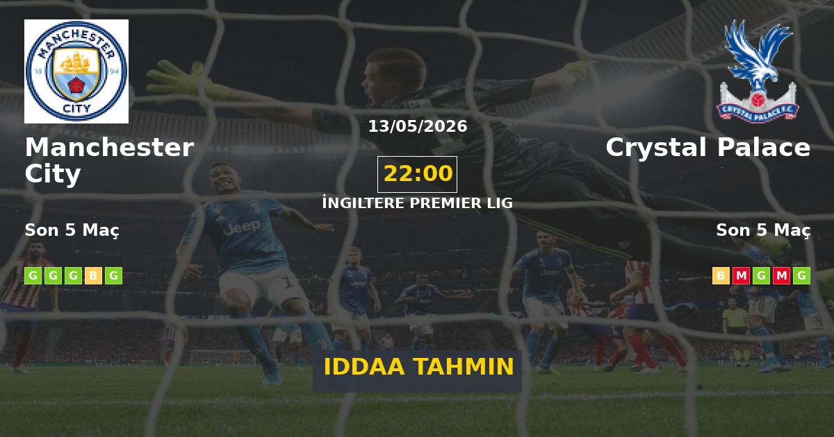 Manchester City Crystal Palace İddaa Maç Tahmini 13 Mayıs 2026