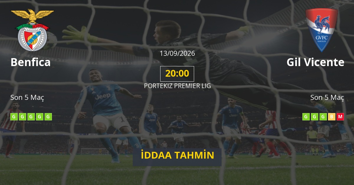 Benfica Gil Vicente İddaa Maç Tahmini 13 Eylül 2026