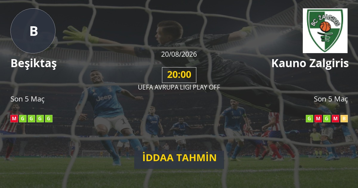 Beşiktaş Kauno Zalgiris İddaa Maç Tahmini 20 Ağustos 2026