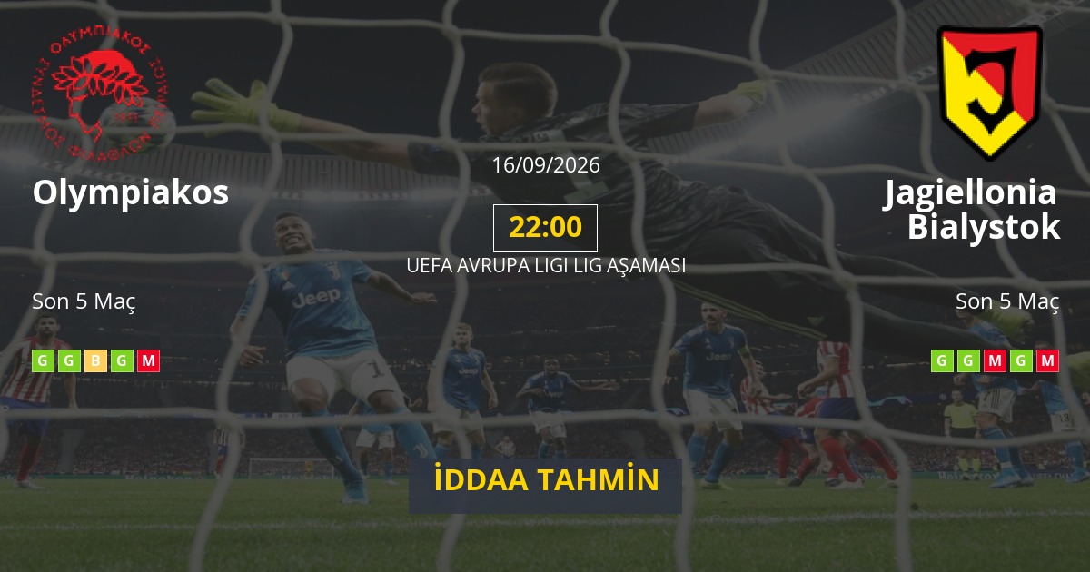 Olympiakos Jagiellonia Bialystok İddaa Maç Tahmini 16 Eylül 2026