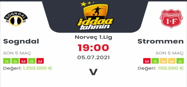 Sogndal Strommen İddaa Maç Tahmini 5 Temmuz 2021
