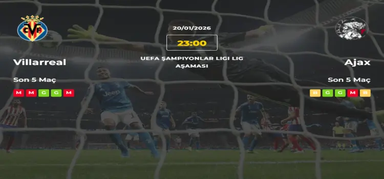 Villarreal Ajax İddaa Maç Tahmini 20 Ocak 2026