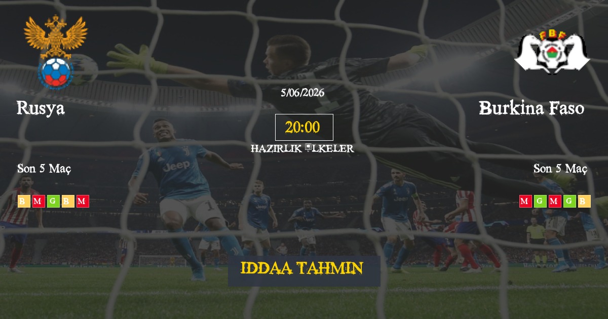Rusya Burkina Faso İddaa Maç Tahmini 05 Haziran 2026