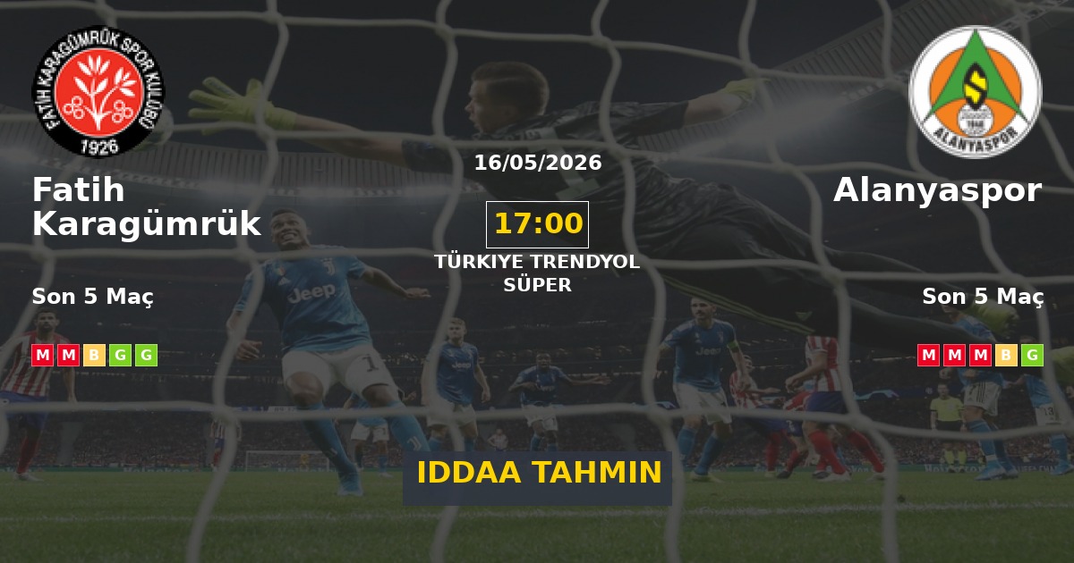 Fatih Karagümrük Alanyaspor İddaa Maç Tahmini 16 Mayıs 2026