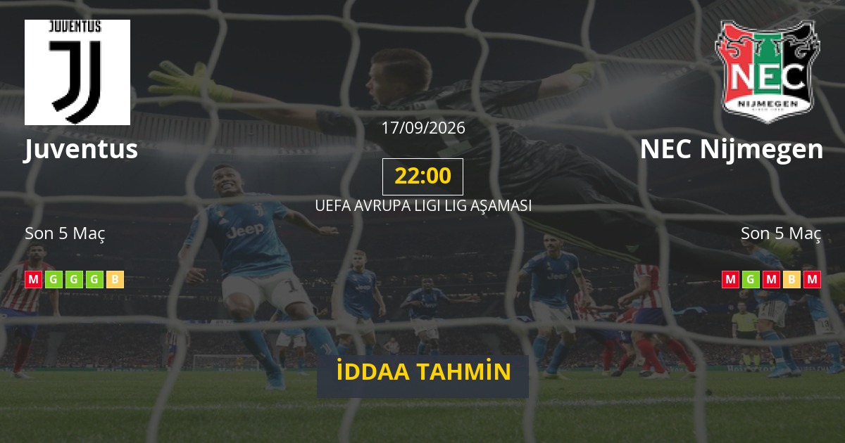 Juventus NEC Nijmegen İddaa Maç Tahmini 17 Eylül 2026