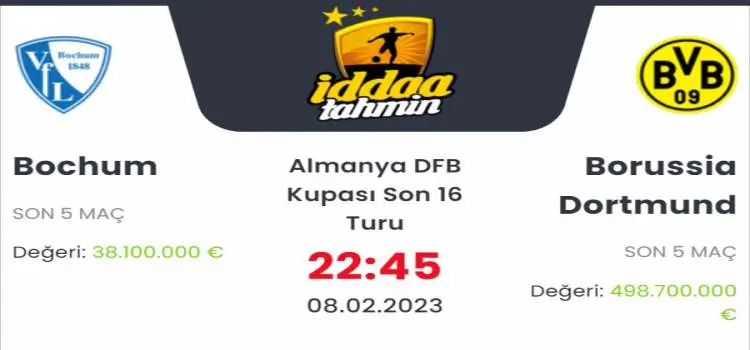 Bochum Borussia Dortmund İddaa Maç Tahmini 8 Şubat 2023