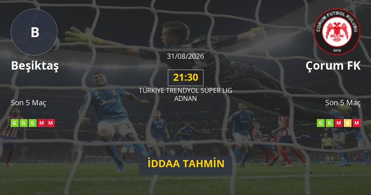 Beşiktaş Çorum FK İddaa Maç Tahmini 31 Ağustos 2026