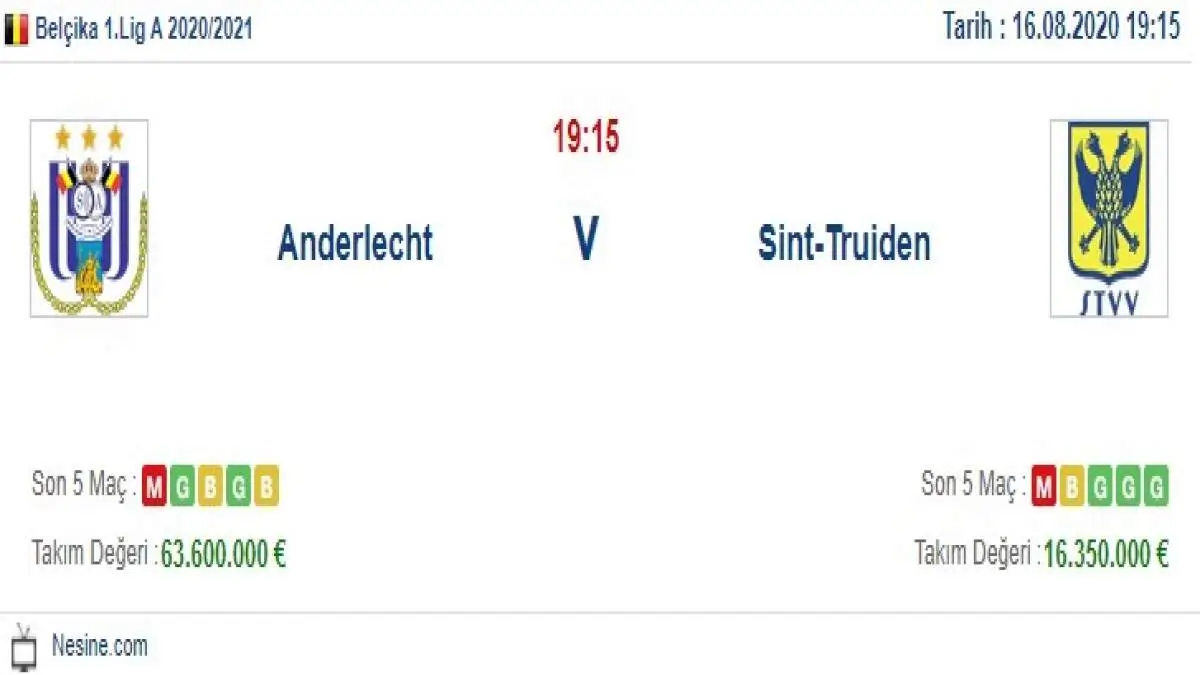Anderlecht Sint Truiden İddaa ve Maç Tahmini 16 Ağustos 2020