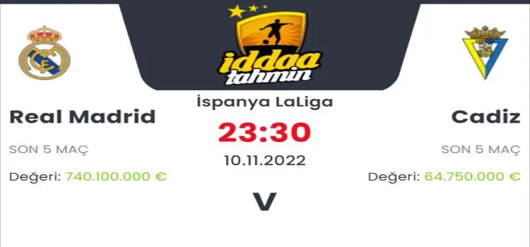 Real Madrid Cadiz İddaa Maç Tahmini 10 Kasım 2022
