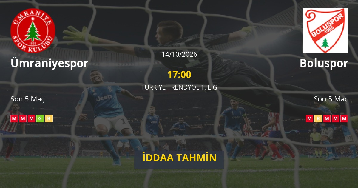 Ümraniyespor Boluspor İddaa Maç Tahmini 14 Ekim 2026