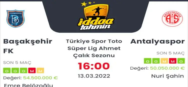 Başakşehir Antalyaspor İddaa Maç Tahmini 13 Mart 2022