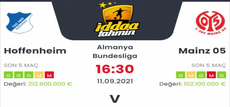 Hoffenheim Mainz İddaa Maç Tahmini 11 Eylül 2021