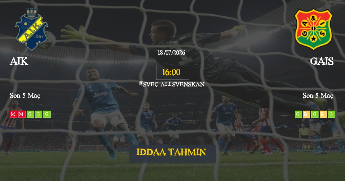 AIK GAIS İddaa Maç Tahmini 18 Temmuz 2026