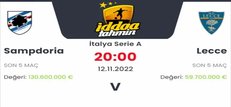 Sampdoria Lecce İddaa Maç Tahmini 12 Kasım 2022