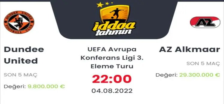 Dundee United AZ Alkmaar İddaa Maç Tahmini 4 Ağustos 2022