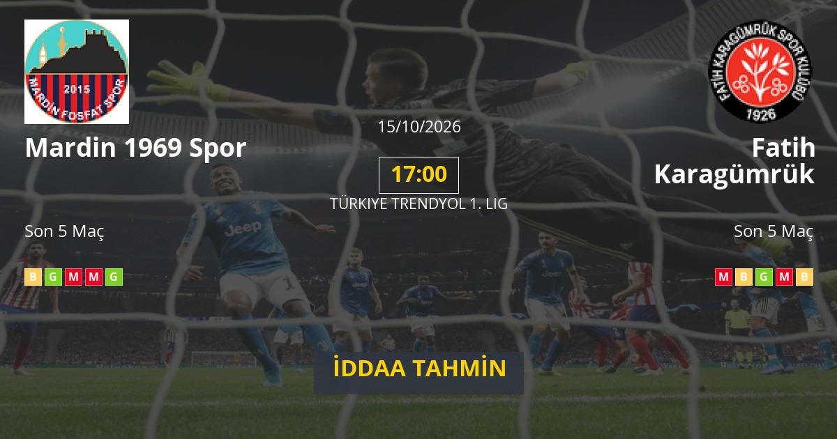 Mardin 1969 Spor Fatih Karagümrük İddaa Maç Tahmini 15 Ekim 2026