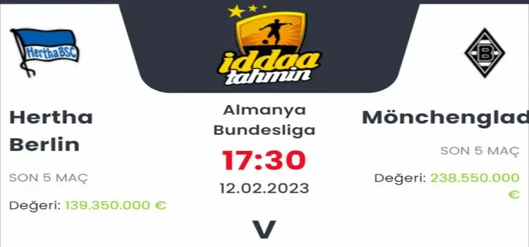 Hertha Berlin Mönchengladbach İddaa Maç Tahmini 12 Şubat 2023