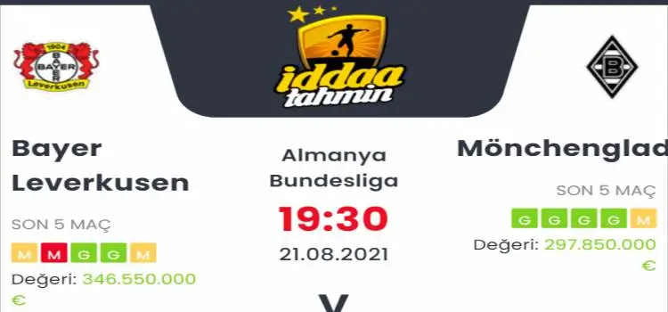 Bayer Leverkusen Mönchengladbach İddaa Maç Tahmini 21 Ağustos 2021