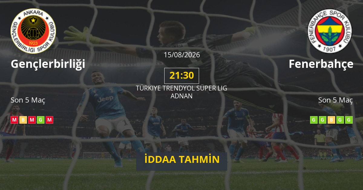 Gençlerbirliği Fenerbahçe İddaa Maç Tahmini 15 Ağustos 2026